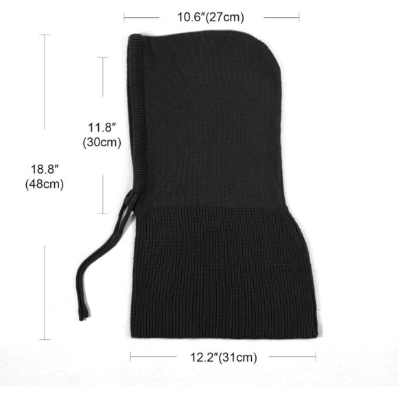 Unisex Black Beanie Skull Cap with Drawstring Warm Winter Hats Outdoor